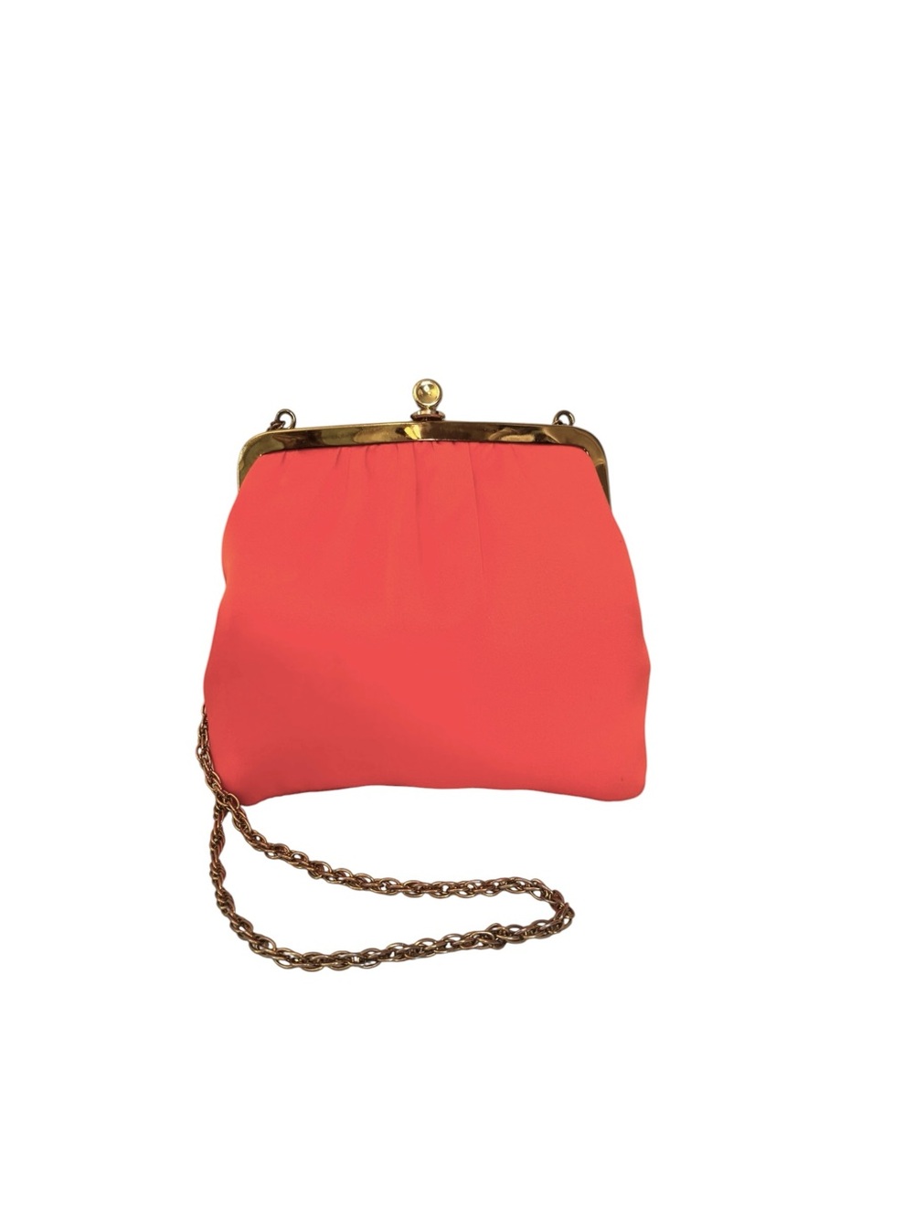 Vintage 60s bright, coral kiss lock Crossbody Bag